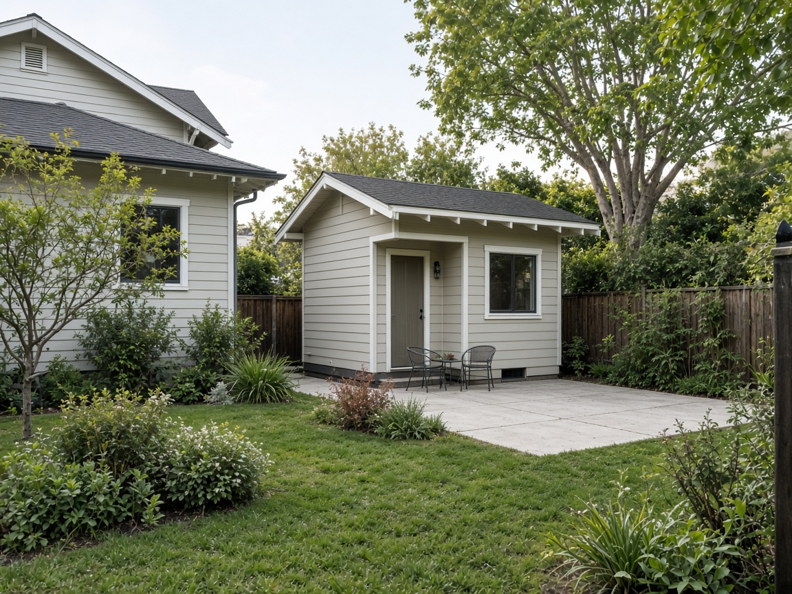 Detached backyard ADU behind a Bay Area home