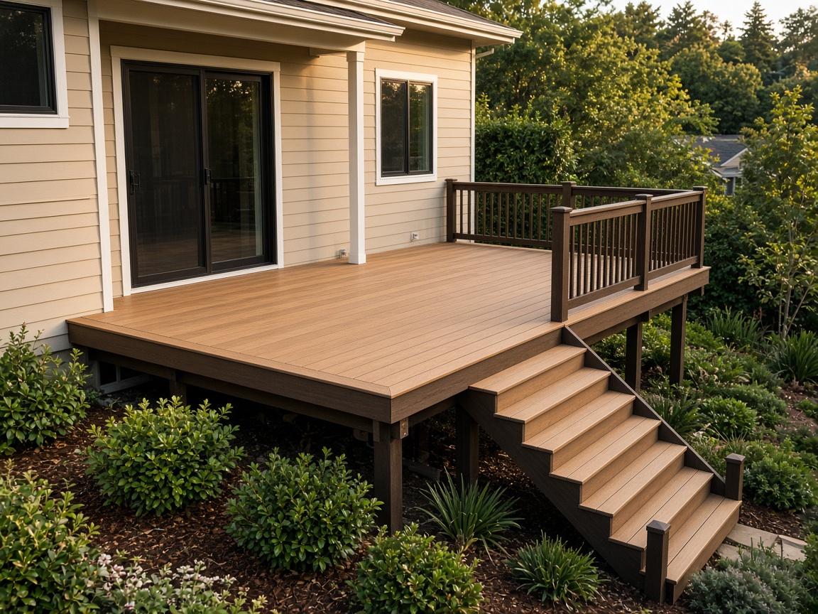 New elevated residential deck with sturdy framing and code-compliant rails